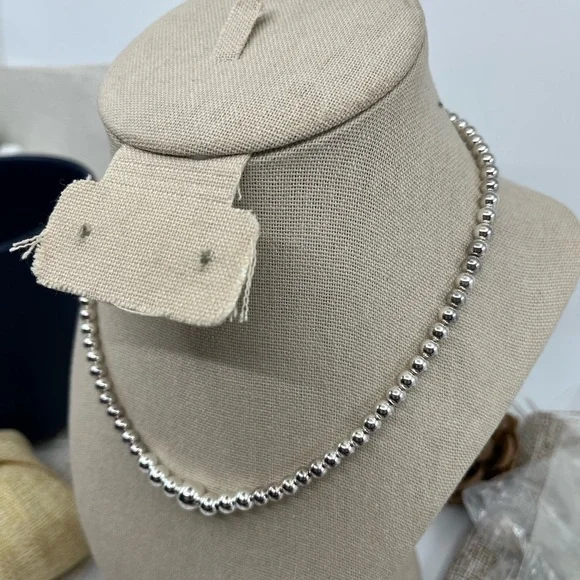 Vintage Sterling Silver Graduated Bead Necklace – 16" – 13.5g - Picture 12 of 16